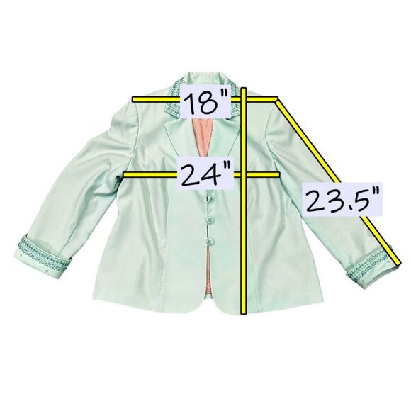John Meyer of Norwich Womens Mint Green 3 PC Skirt Suit Size 18W Plus Beaded - Picture 14 of 16